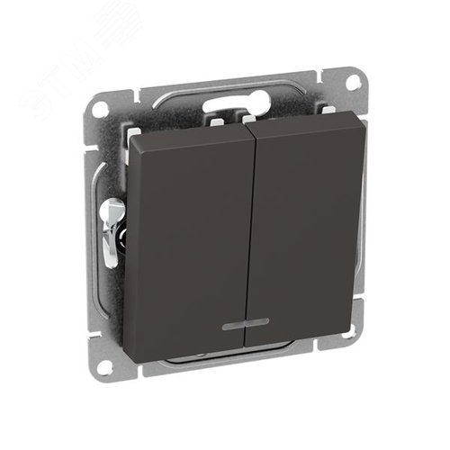 Механизм выключателя. двухклавишный. с подсветкой. мокко Эпика EKF - фото 3