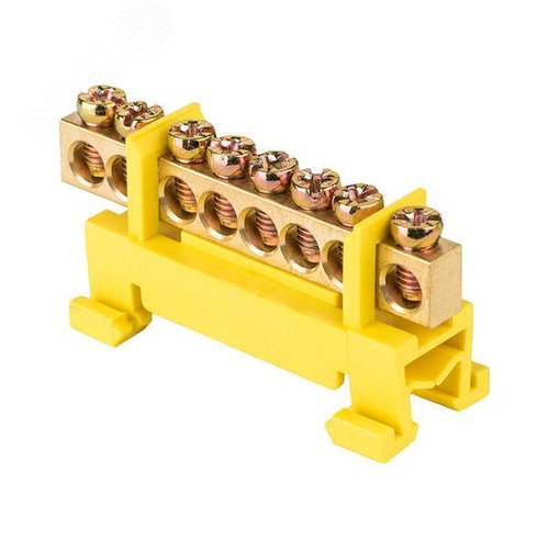 Изображение товара Шина 0 PE 6х9мм 8 отверстий латунь желтый изолятор тип Стойка на DIN-рейку PROxima (шт)