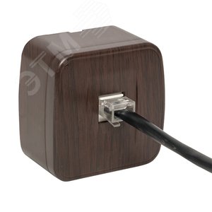 Розетка RJ-45 1-местная ОП Минск 1А 120В темное дерево - фото 3