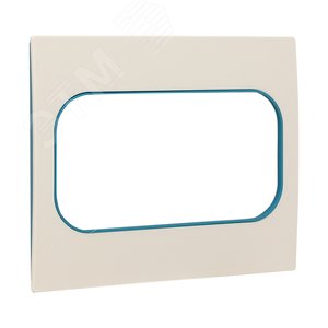 Стокгольм Рамка для розетки 2-местная белая с линией цвета синий - фото 3