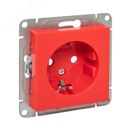Эпика Механизм розетки 16А с заземлением со шторками красный EKF - фото 1