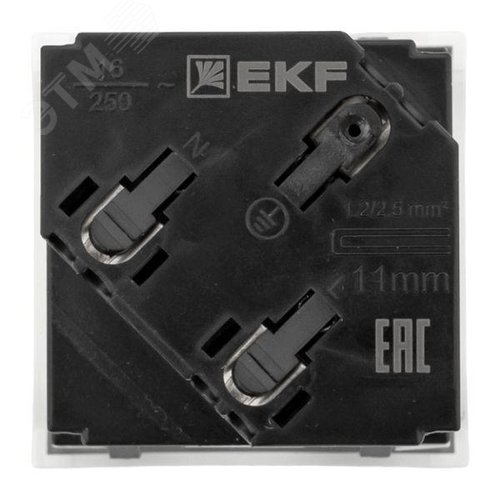 Розетка 45х45 с заземлением 45 градусов быстрозажимные клеммы белая - фото 4