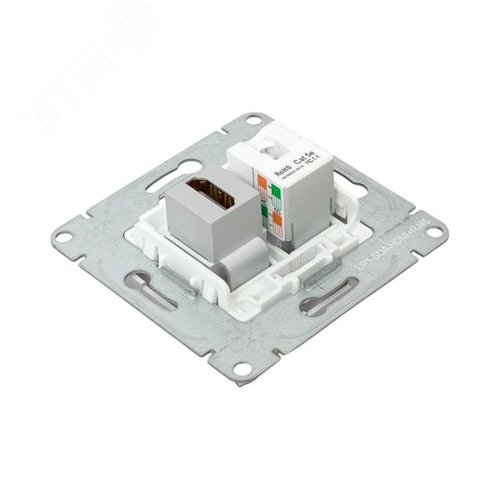 Механизм розетки HDMI+RJ45 (cat5), алюминий Эпика EKF - фото 7