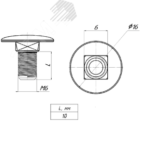 Винт с квадратным подголовником М6х10 TDZ - фото 3