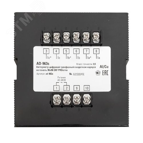 Амперметр цифровой на панель 96x96 квадратный вырез трехфазный в коротком корпусе PROxima - фото 4