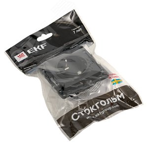 Стокгольм Механизм Розетки 1-местной с/з 16А в/к черный с защ. штор. - фото 3