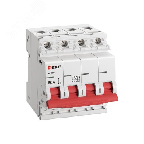 Выключатель нагрузки (ВН) четырехполюсный 4P 80А ВН-125N S1254080 PROXIMA EKF - фото 3