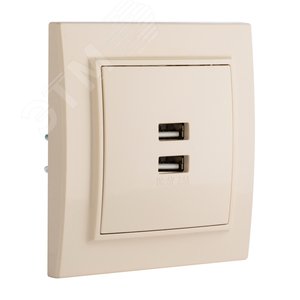 Розетка Минск USB 2-местная СП 2,1А бежевая - фото 2
