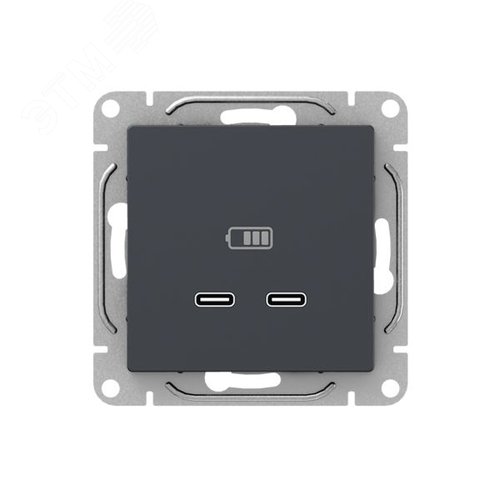 Механизм розетки USB-C - 2шт  графит Эпика EKF - фото 1