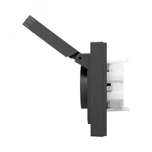 Эпика Механизм розетки двойной 16А IP44 с заземлением со шторками с рамкой с крышками черный EKF - фото 10