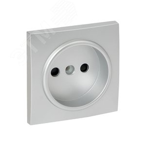 Валенсия лицевая панель розетки 1-местной б/з 10 А сталь с защ. штор. - фото 1