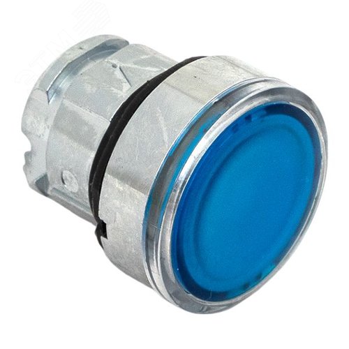 Исполнительный механизм кнопки XB4 синий плоский возвратный без фиксации, с подсветкой IP65 - фото 6