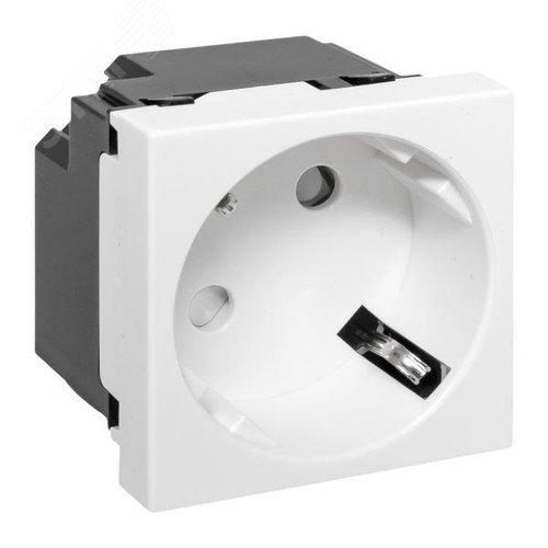 Изображение товара Розетка 45х45 с заземлением 45 градусов быстрозажимные клеммы белая (шт)