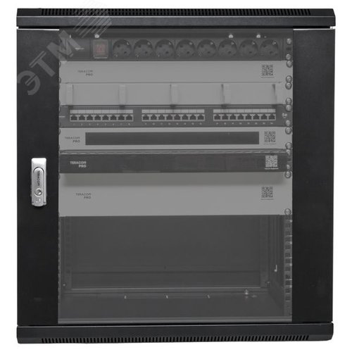 Шкаф настенный 19' TERACOM PRO 12U 600х450 мм дверь стеклянная с замком-ручкой чёрный - фото 14
