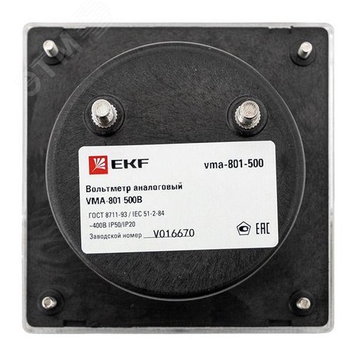 Вольтметр VM-A801 аналоговый на панель 80х80 круглый вырез 500 В прямое подключение - фото 4