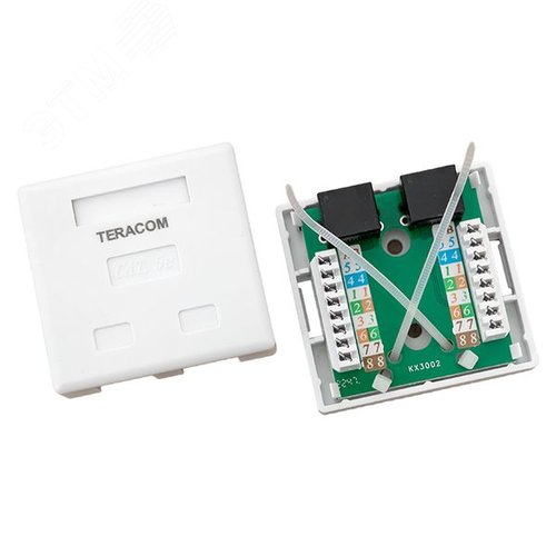 Розетка настенная TERACOM Cat.5E неэкранированная 2 порта RJ-45 Dual IDC белая - фото 4