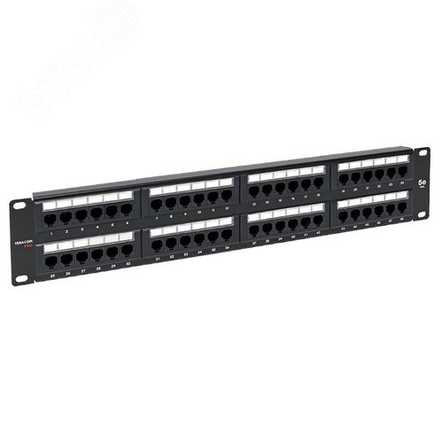 Патч-панель TERACOM PRO 19'Cat.5E 2U неэкранированная UTP 48 портов RJ-45 Dual IDC - фото 1