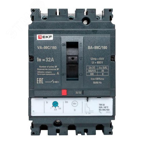 Выключатель автоматический трехполюсный ВА-99C 160/32А 35кА - фото 1