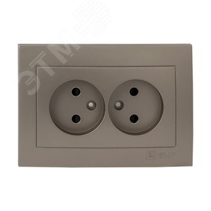 Валенсия лицевая панель розетка 2-местной б/з 10А кашемир с защ. штор. - фото 1