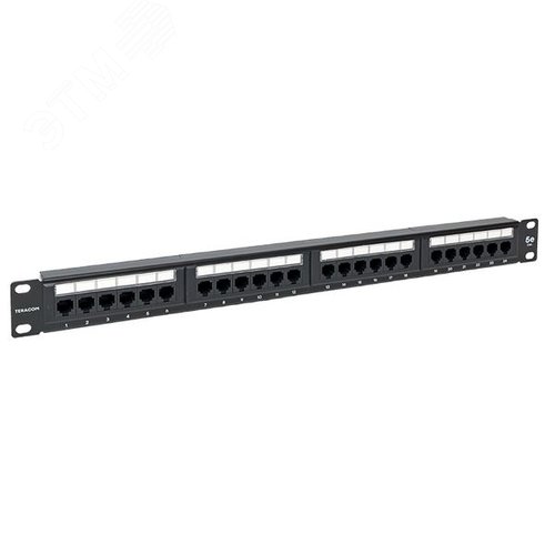 Патч-панель TERACOM 19'' Cat.5E 1U неэкранированная UTP 24 порта RJ-45 110 IDC - фото 1