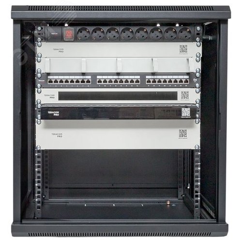 Шкаф настенный 19' TERACOM PRO 12U 600х450 мм дверь стеклянная с замком-ручкой чёрный - фото 15