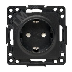 Стокгольм Механизм Розетки 1-местной с/з 16А в/к черный с защ. штор. - фото 1