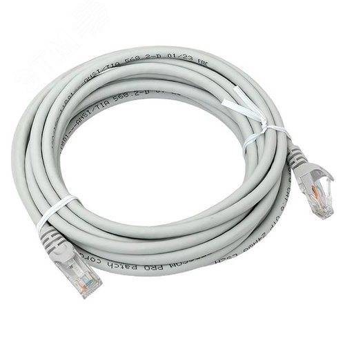 Патч-корд TERACOM PRO Cat.6 экранированный UTP оболочка LSZH серый (5.0м) - фото 1