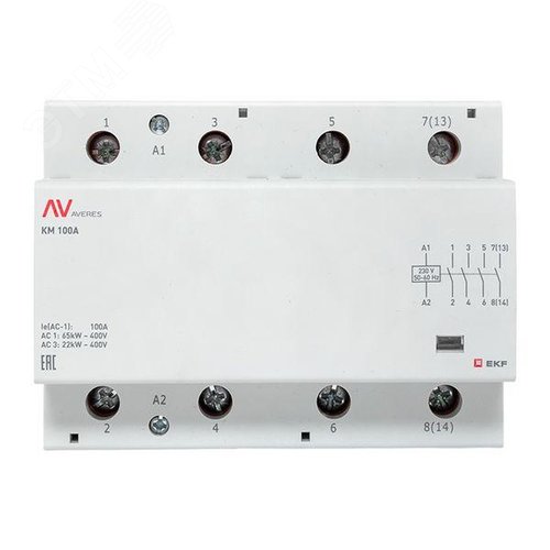 Контактор модульный КМ 100А 4NO 230VAC (6 мод.) AVERES - фото 3