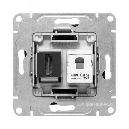 Механизм розетки HDMI+RJ45 cat5 чёрный Эпика EKF - фото 4