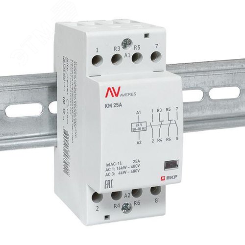 Контактор модульный КМ 25А 2NC+2NO 24VAC (2 мод.) AVERES - фото 2