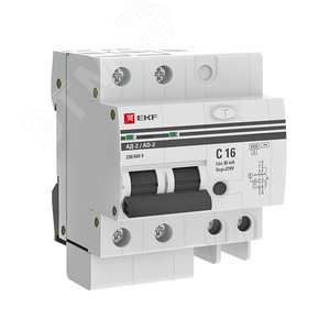 Выключатель автоматический дифференциальный АД-2 16А/30мА C AC 4.5кА PROxima DA2-16-30-pro EKF