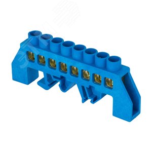 Шина 0 N (8х12мм) 8 отверстий латунь синий нейлоновый корпус комбинированный розничный стикер PROxima