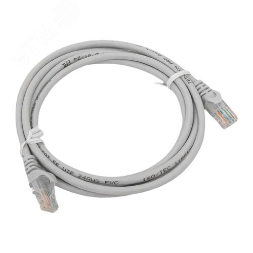 Патч-корд TERACOM PRO Cat.5E неэкранированный UTP оболочка PVC серый (2.0м) - фото 1