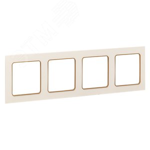 Стокгольм Рамка 4-местная белая с линией цвета шампань - фото 3