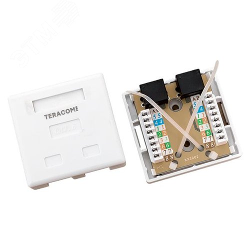 Розетка настенная TERACOM PRO Cat.6 неэкранированная 2 порта RJ-45 Dual IDC белая - фото 6