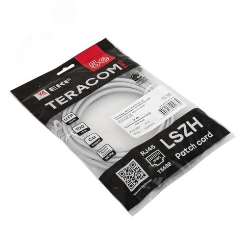 Патч-корд TERACOM PRO Cat.5E неэкранированный UTP оболочка LSZH серый (3.0м) - фото 4