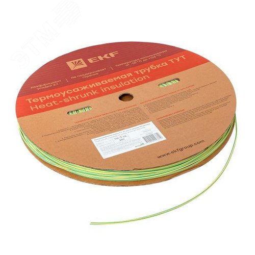 Трубка термоусаживаемая ТУТ нг 2/1 жел-зел рулон PROxima - фото 4