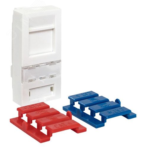 Вставка розеточная TERACOM PRO 45x22.5мм формат Mosaic на 1 модуль Keystone со шторкой и маркером белая - фото 2