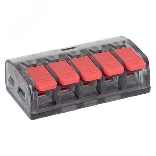 Клемма СМК 221-415 с рычагом 5 отверстий блистер (20шт.) EKF - фото 2