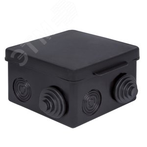 Коробка распределительная КМР-030-031 с крышкой   (80х80х50), 7 мембр. вводов чёрная IP54 - фото 1