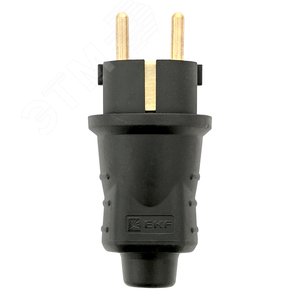 Вилка прямая каучуковая 230В 2P+PE 16A IP44 Марс - фото 2