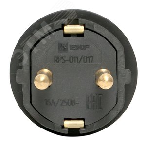 Вилка прямая каучуковая 230В 2P+PE 16A IP44 Марс - фото 3