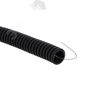 Труба гофр. ПВХ с протяжкой d16 мм (100 м) черная -Plast