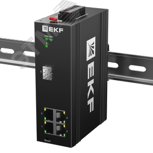 Коммутатор промышленный управляемый уровня L2 ML2-1GX/SFP-4GTP, 1 порт 1000Base-X SFP, 4 порта 10/100/1000Base-T(X) RJ45 c PoE, монтаж на динрейку TSX EKF - фото 1