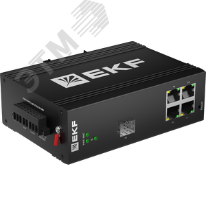 Коммутатор промышленный управляемый уровня L2 ML2-1GX/SFP-4GTP, 1 порт 1000Base-X SFP, 4 порта 10/100/1000Base-T(X) RJ45 c PoE, монтаж на динрейку TSX EKF - фото 2