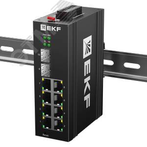 Изображение товара Коммутатор промышленный управляемый уровня L2 TSX-ML2-2GX/SFP-8GT, 2 порта 1000Base-X SFP, 8 портов 10/100/1000Base-T(X) RJ45, монтаж на динрейку TSX EKF (шт)