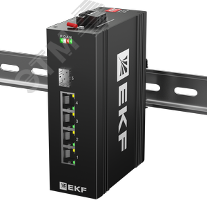 Изображение товара Коммутатор промышленный неуправляемый U-1GX/SFP-4GTP, 1 порт 1000Base-X SFP, 4 порта 10/100/1000Base-T(X) RJ45 c PoE, монтаж на динрейку TSX EKF (шт)