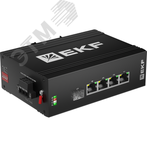 Коммутатор промышленный неуправляемый U-1GX/SFP-4GTP, 1 порт 1000Base-X SFP, 4 порта 10/100/1000Base-T(X) RJ45 c PoE, монтаж на динрейку TSX EKF - фото 2