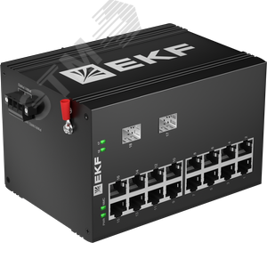 Коммутатор промышленный неуправляемый U-2GX/SFP-16GT, 2 порта 1000Base-X SFP, 16 портов 10/100/1000Base-T(X) RJ45, монтаж на динрейку TSX EKF - фото 2