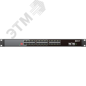 Коммутатор промышленный неуправляемый U-2GX/SFP-24GTP-R, 2 порта 1000Base-X SFP, 24 порта 10/100/1000Base-T(X) RJ45 c PoE, монтаж в 19'' стойку TSX EKF - фото 2